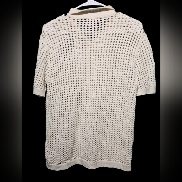 Art Of Rhetoric Men's Cream Knit Shirt Size Small 22 PTP - Picture 2 of 4